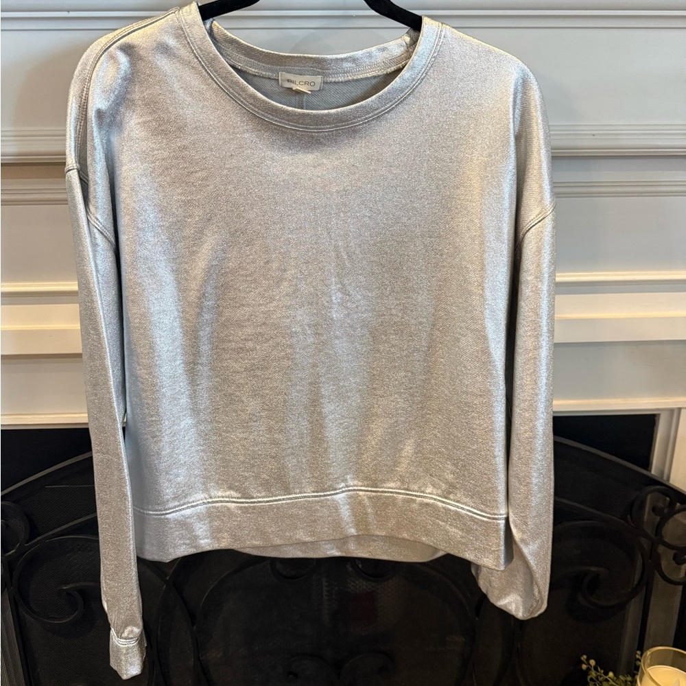 Pilcro Silver Metallic Long Sleeve Top